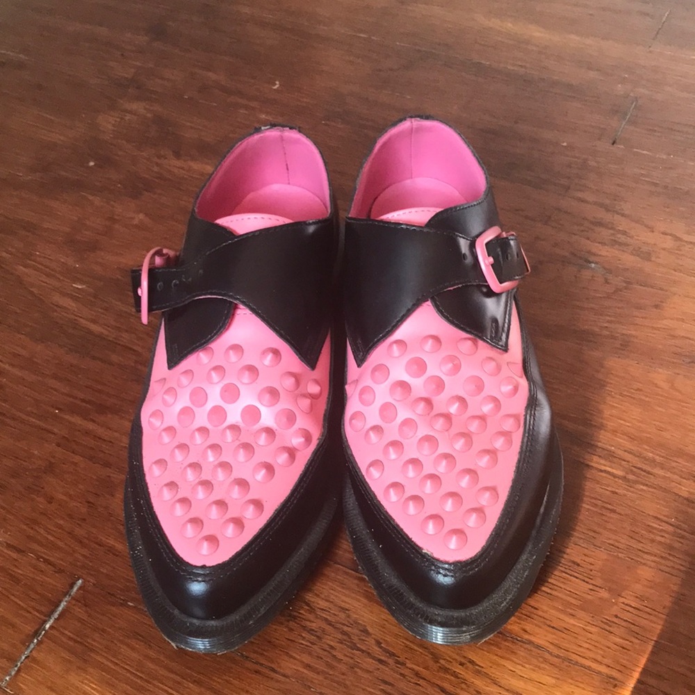 Pink and black spiked Dayton doc marten creepers